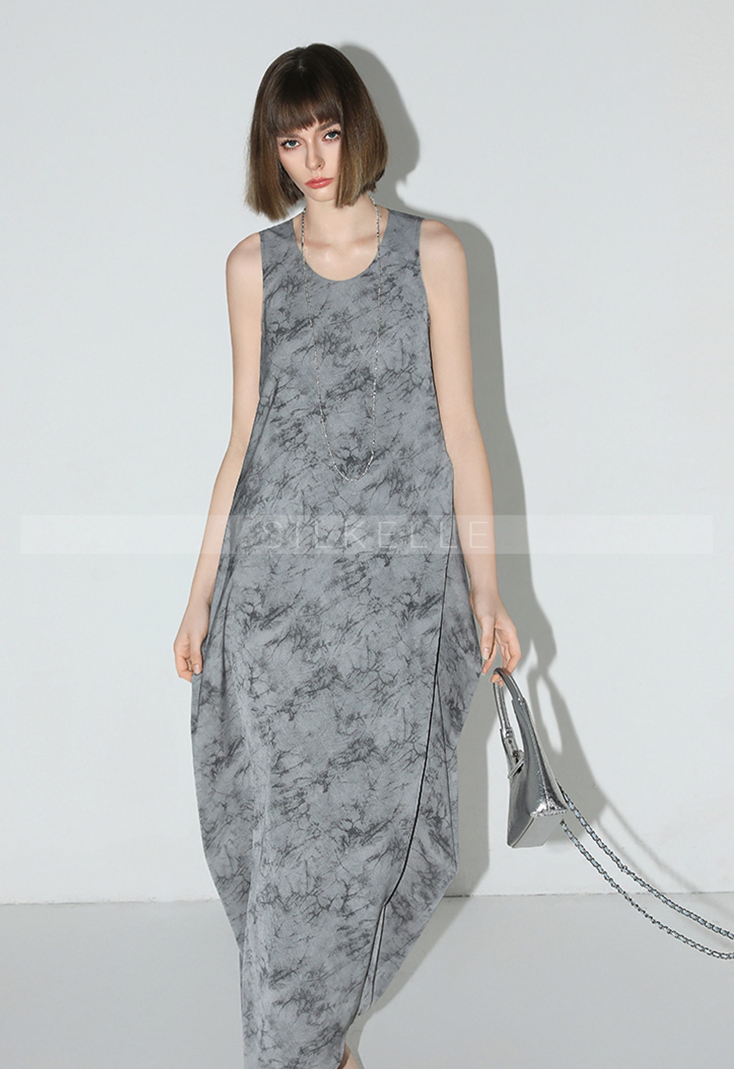 New Chinese style Zen tie-dye printed tank top summer sleeveless dress