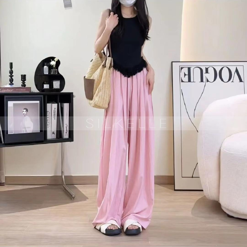 Dopamine pleated pants for women, high waist, slim and versatile wide-leg pants