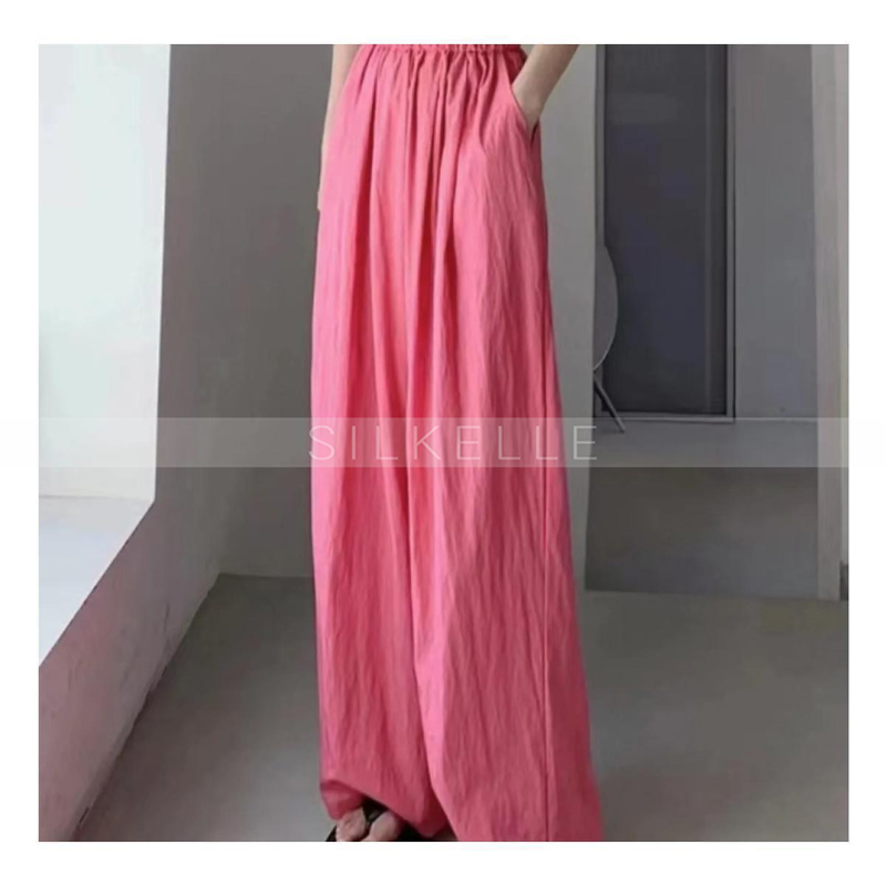 Dopamine pleated pants for women, high waist, slim and versatile wide-leg pants