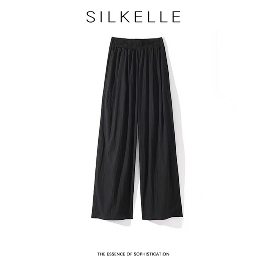 Dopamine pleated pants for women, high waist, slim and versatile wide-leg pants