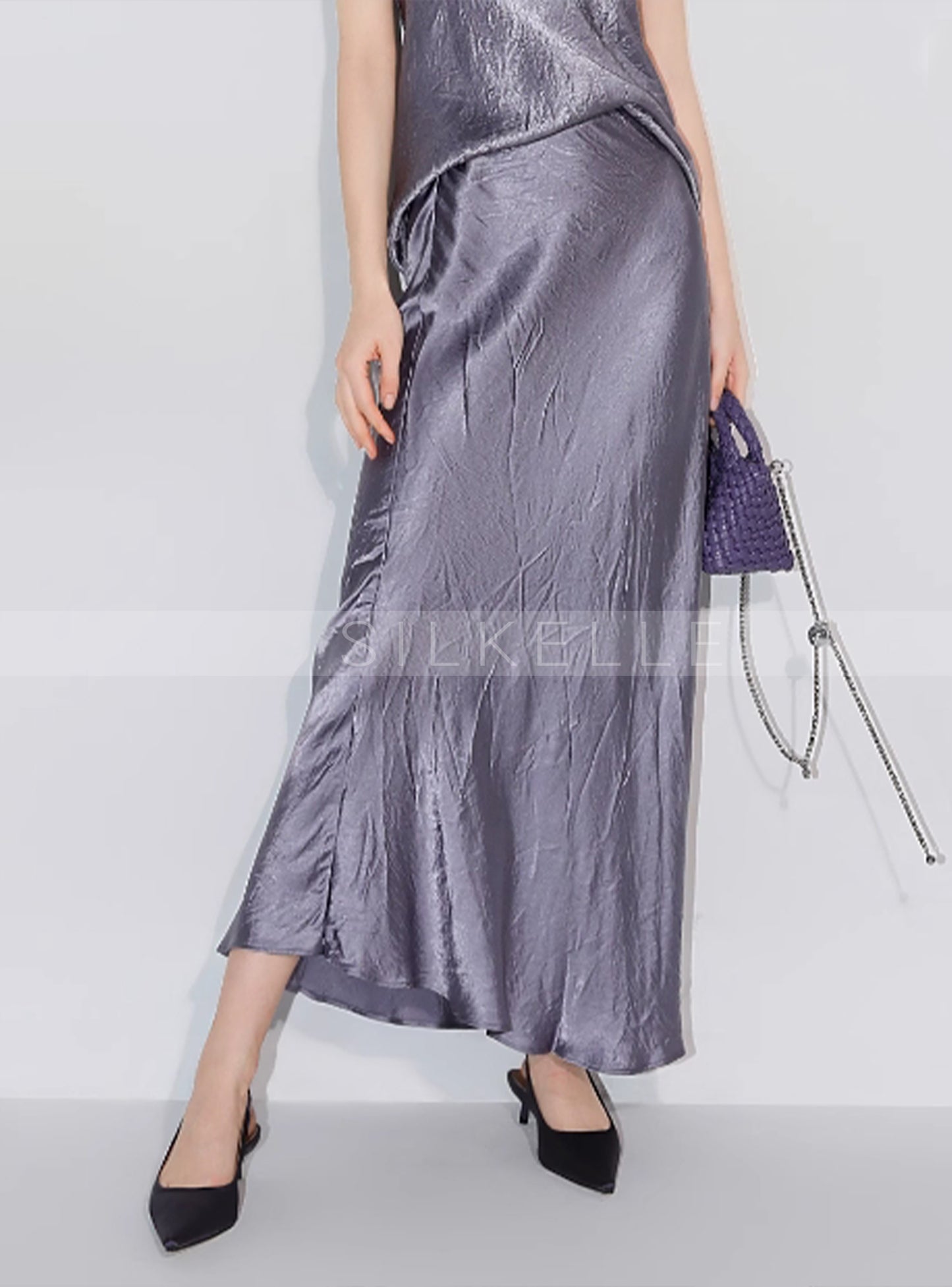 Luxurious texture purple skirt autumn temperament fishtail skirt