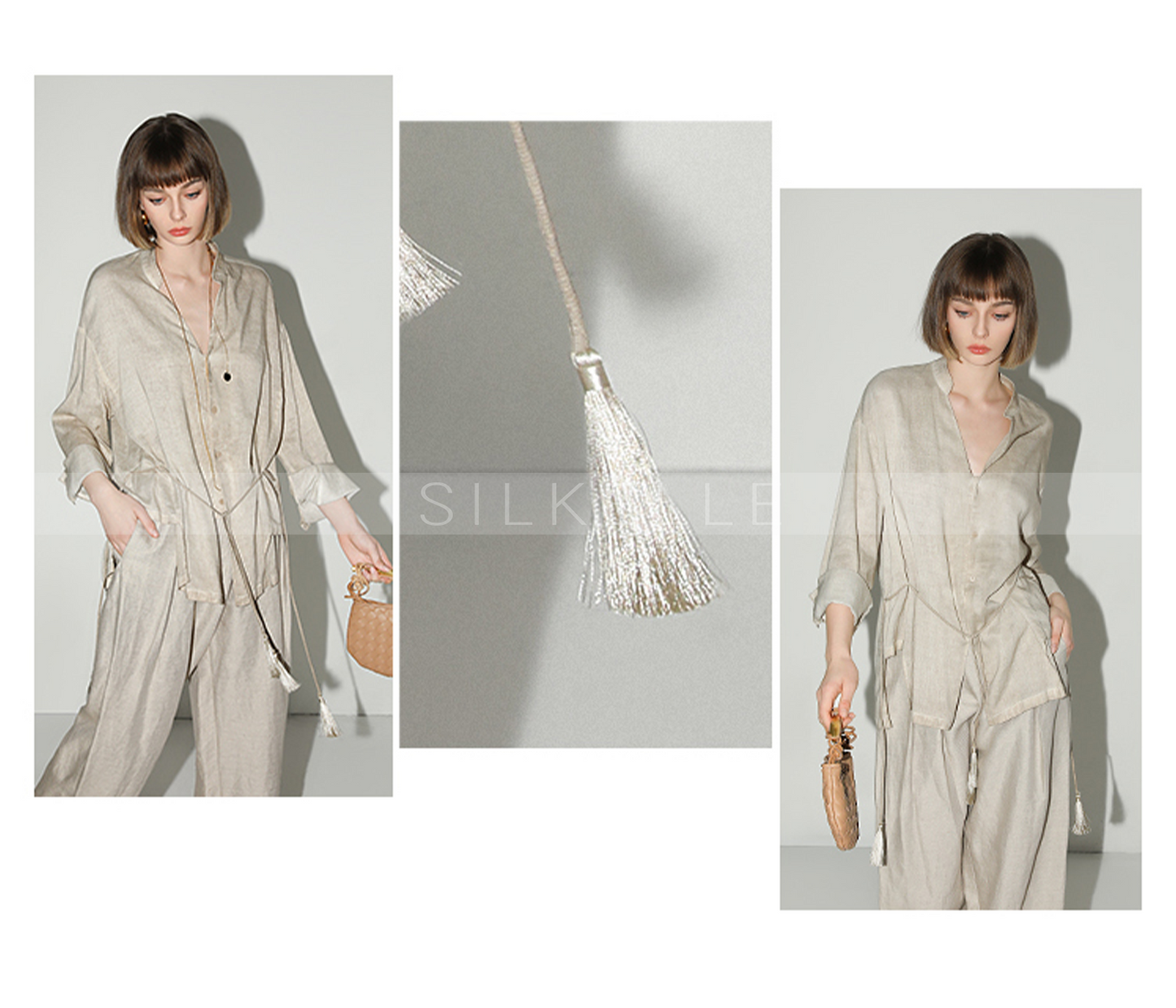 Ancient stir-fried color shirt, autumn new Chinese style Zen tassel pendant top