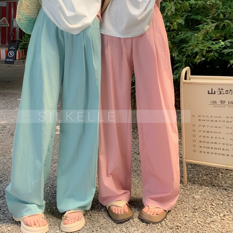 Dopamine pleated pants for women, high waist, slim and versatile wide-leg pants