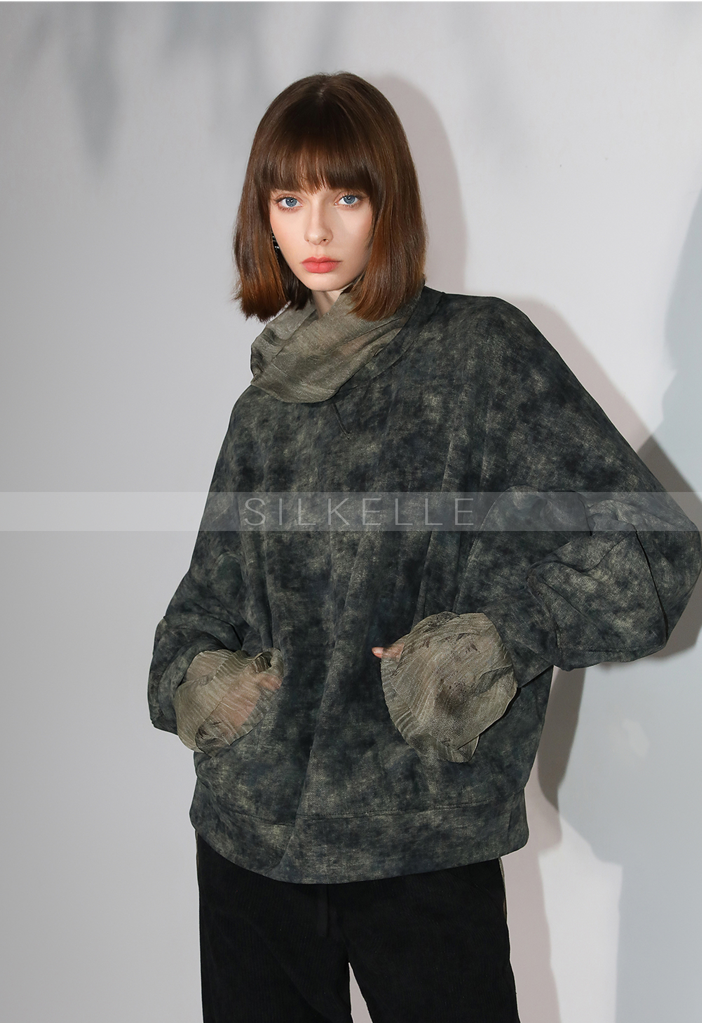 Sfumato fried color pullover round neck sweatshirt for women autumn casual jacket