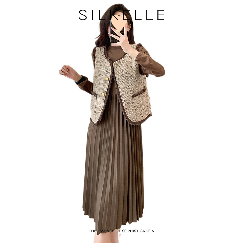 Chanel style suit skirt two-piece suit temperament vest new style dress