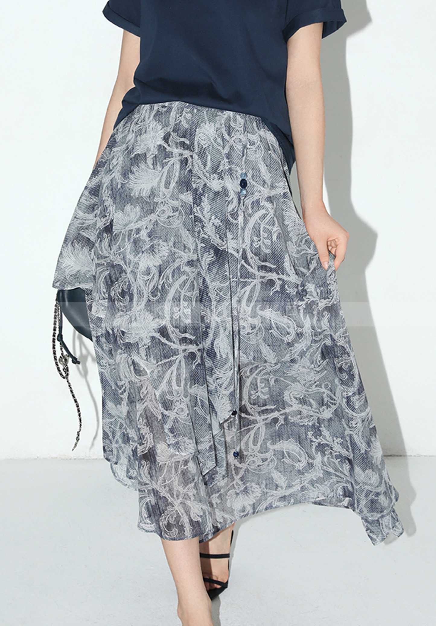 Printed Chiffon Dress + Suspender Skirt + Skirt