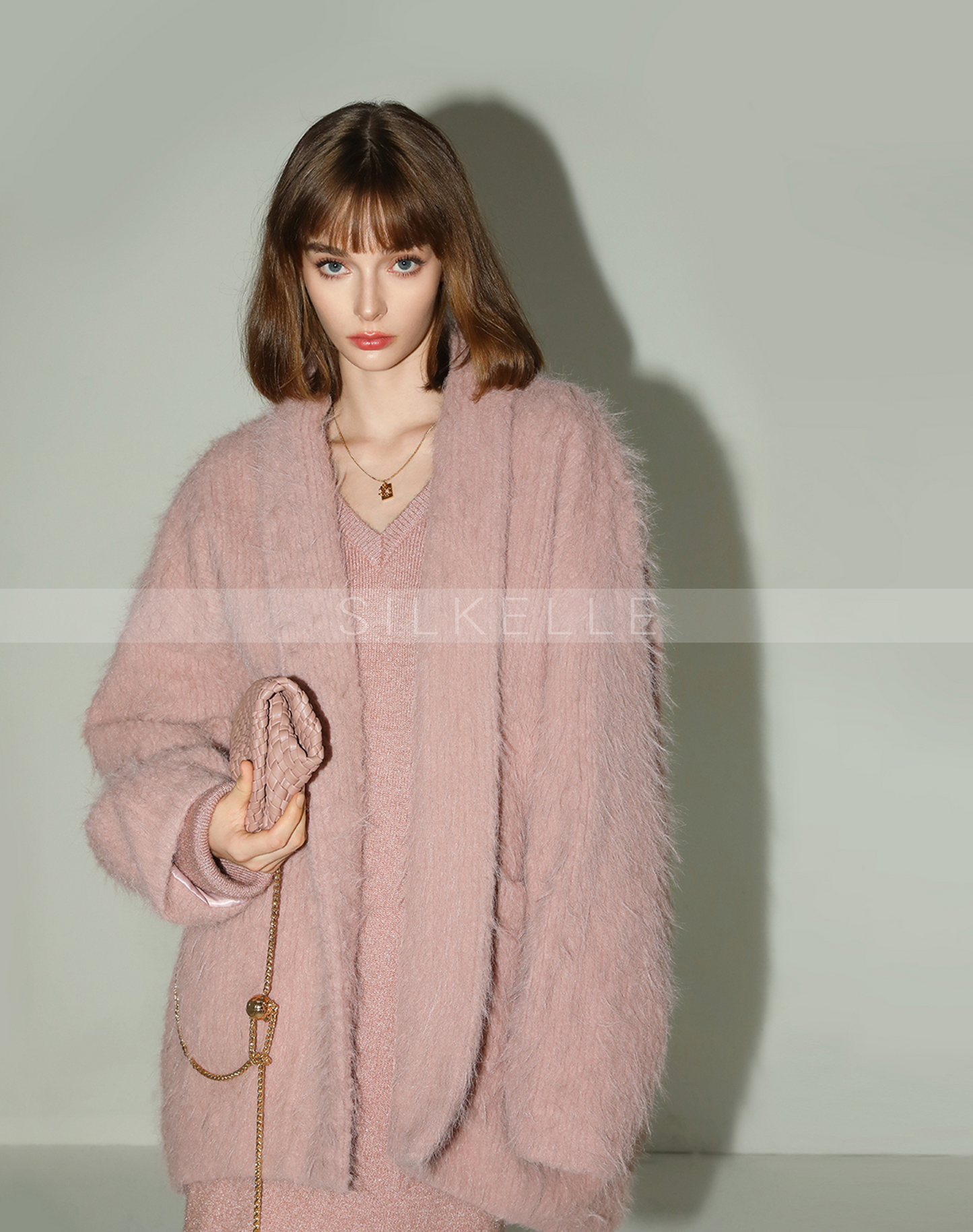 Temperament-like alpaca plush coat long woolen coat