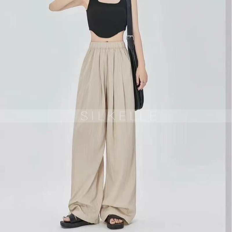 Dopamine pleated pants for women, high waist, slim and versatile wide-leg pants