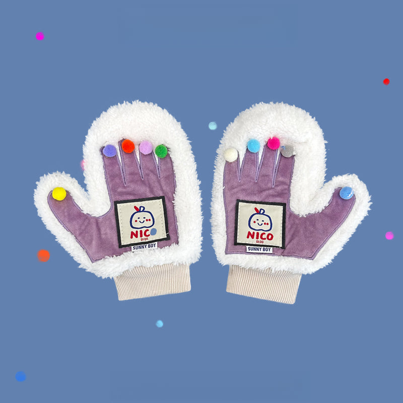 Gloves: Colorful plush balls