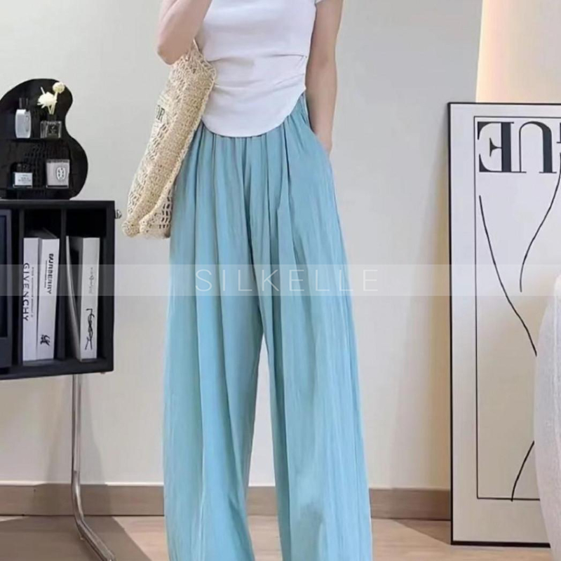 Dopamine pleated pants for women, high waist, slim and versatile wide-leg pants