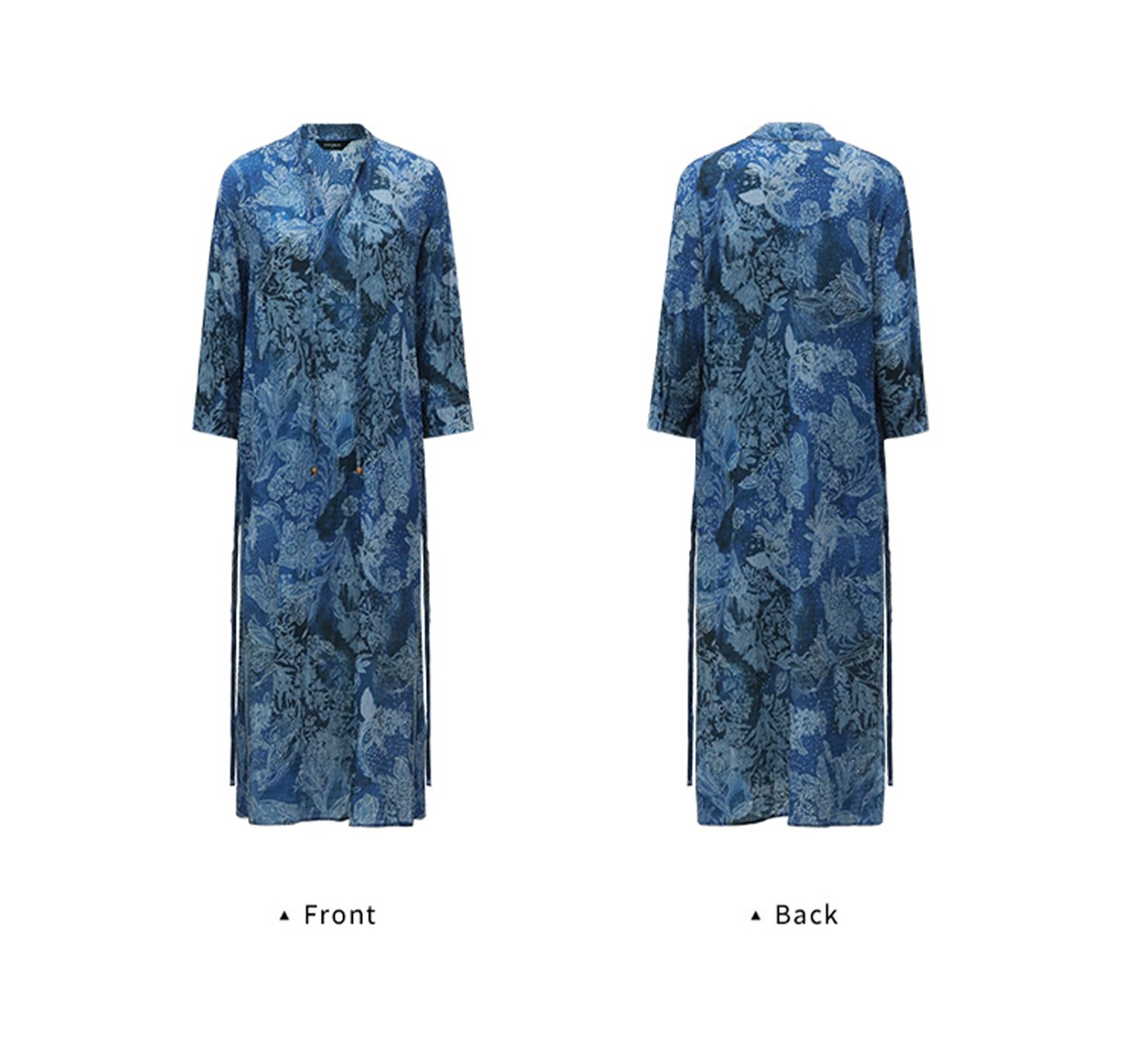 Texture printed dress new Chinese style stand collar ethnic style long dress